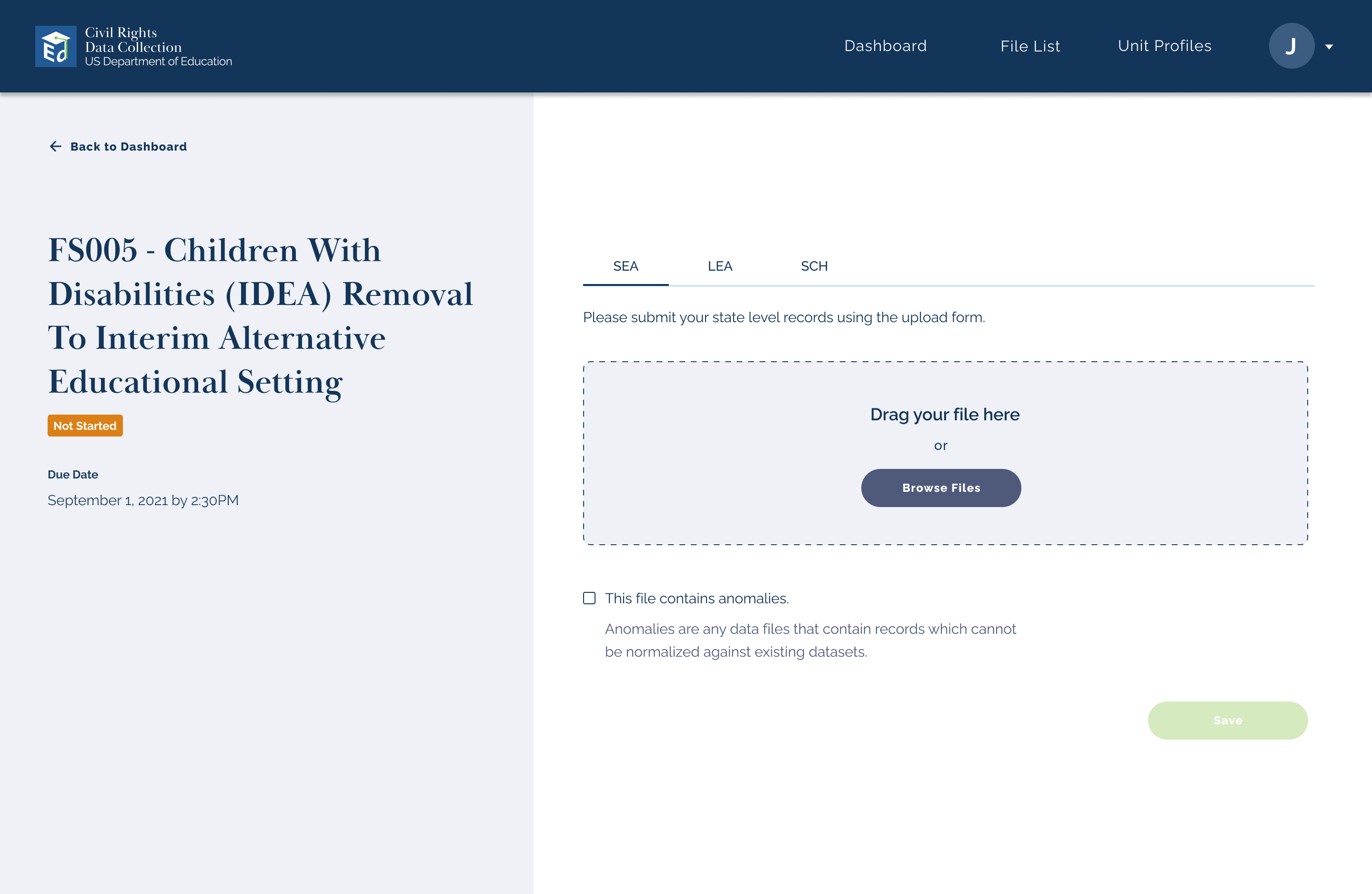 CRDC submission form