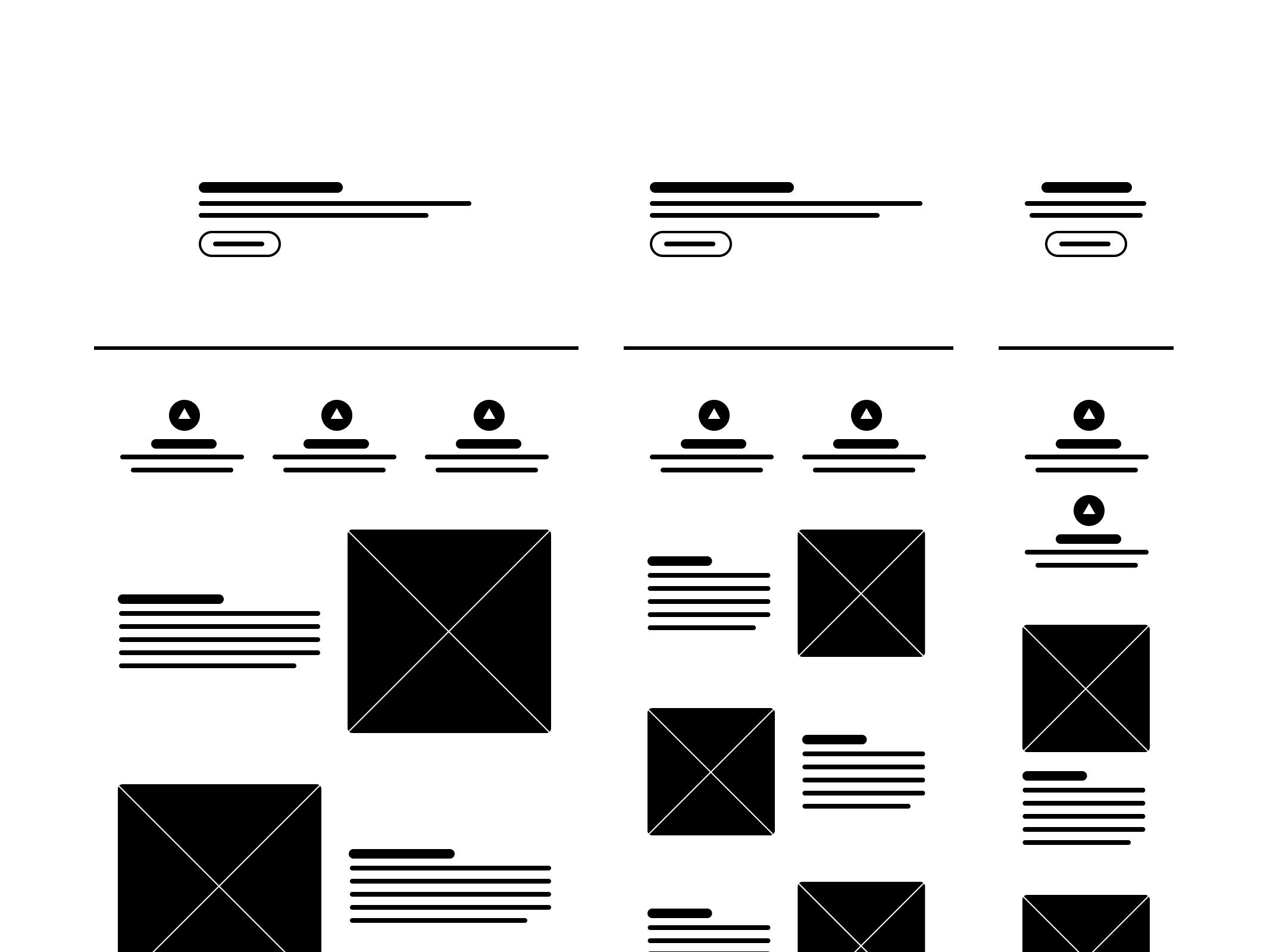Figma UI lofi mock ups of desktop, tablet, and mobile views side-by-side