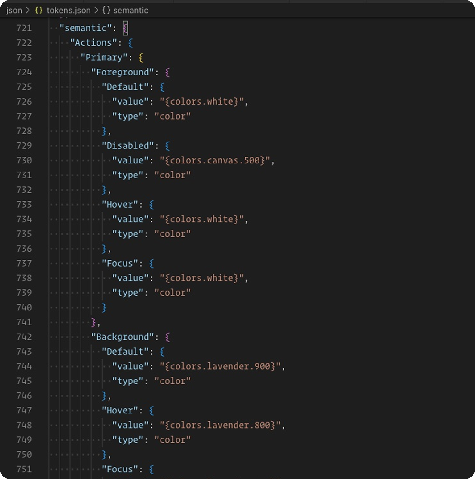 Design tokens JSON source of truth
